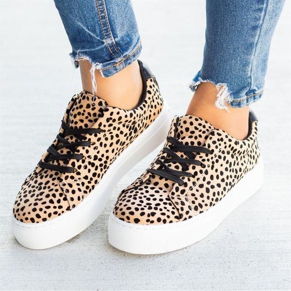 🍭 Mix & Match 2/$75 🍭 Qupid Chic Spotted Leopard/Cheetah Platform Sneaker - Picture 1 of 6